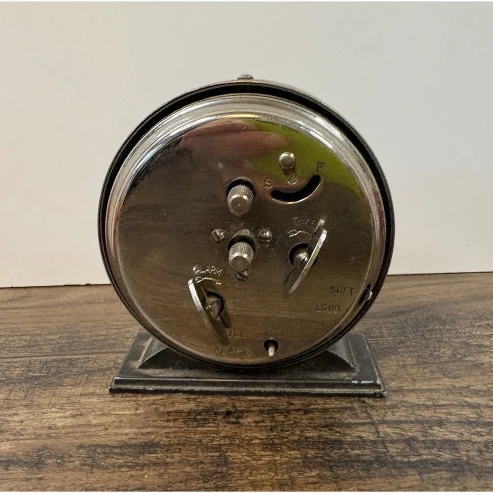 Vintage Westclox Baby Ben Model 61-R Alarm Clock Charcoal Chrome AS IS NOT WORK